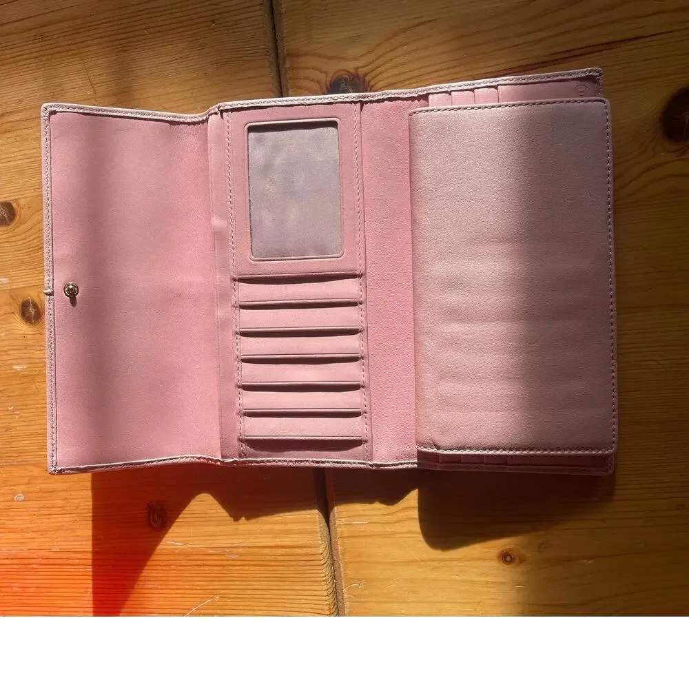 Pink Coach Soho Pleated Ashley leather tri-fold envelope wallet